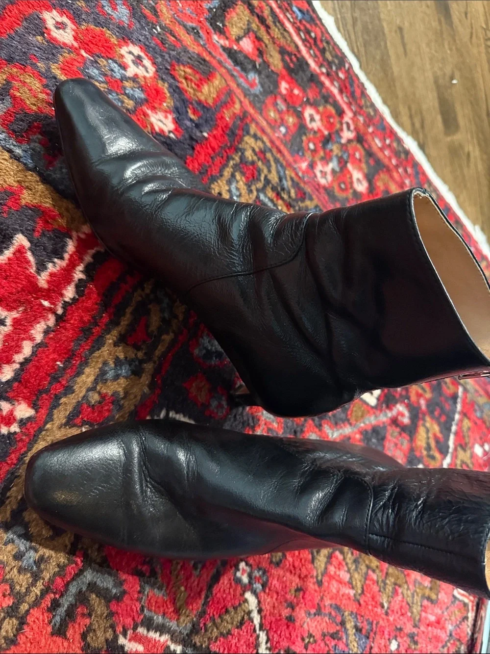 Madewell The Dimes Black Patent Kitten Heel Boot